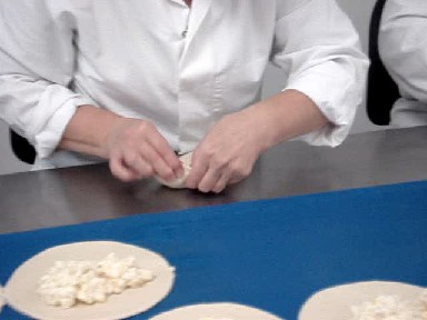 Crantock Bakery - right-handed crimping two pasties