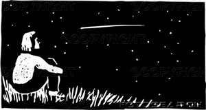 Stargazer, watching a meteor