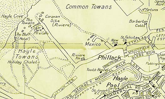 Map of Phillack, Hayle showing Mexico